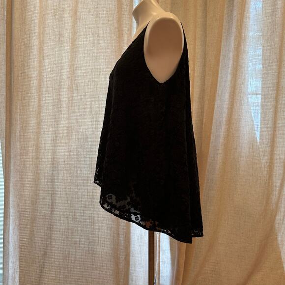 Club Monaco Black Strappy Tank sz M Boho embroidered lace drape tank - Picture 5 of 12